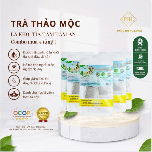 Trà thảo mộc Lá khôi tía Tâm Tâm An (túi lọc) Combo mua 4 tặng 1