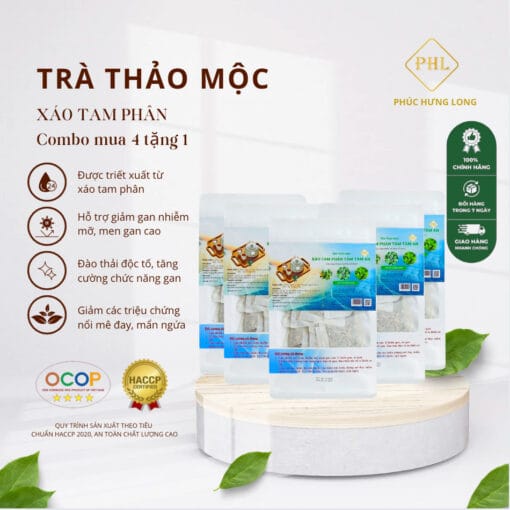 Trà thảo mộc Xáo tam phân Tâm Tâm An (túi lọc) Combo mua 4 tặng 1